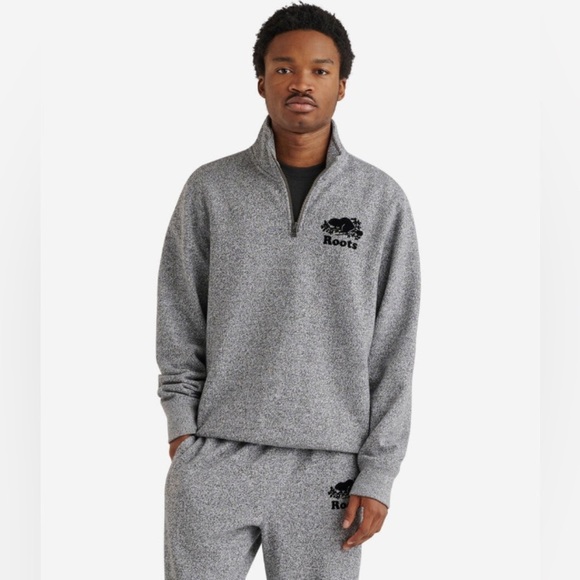 Roots Other - Roots 1/4 Zip Salt and Pepper Grey Quarter Sweatshirt Stein Logo Sweater Shirt